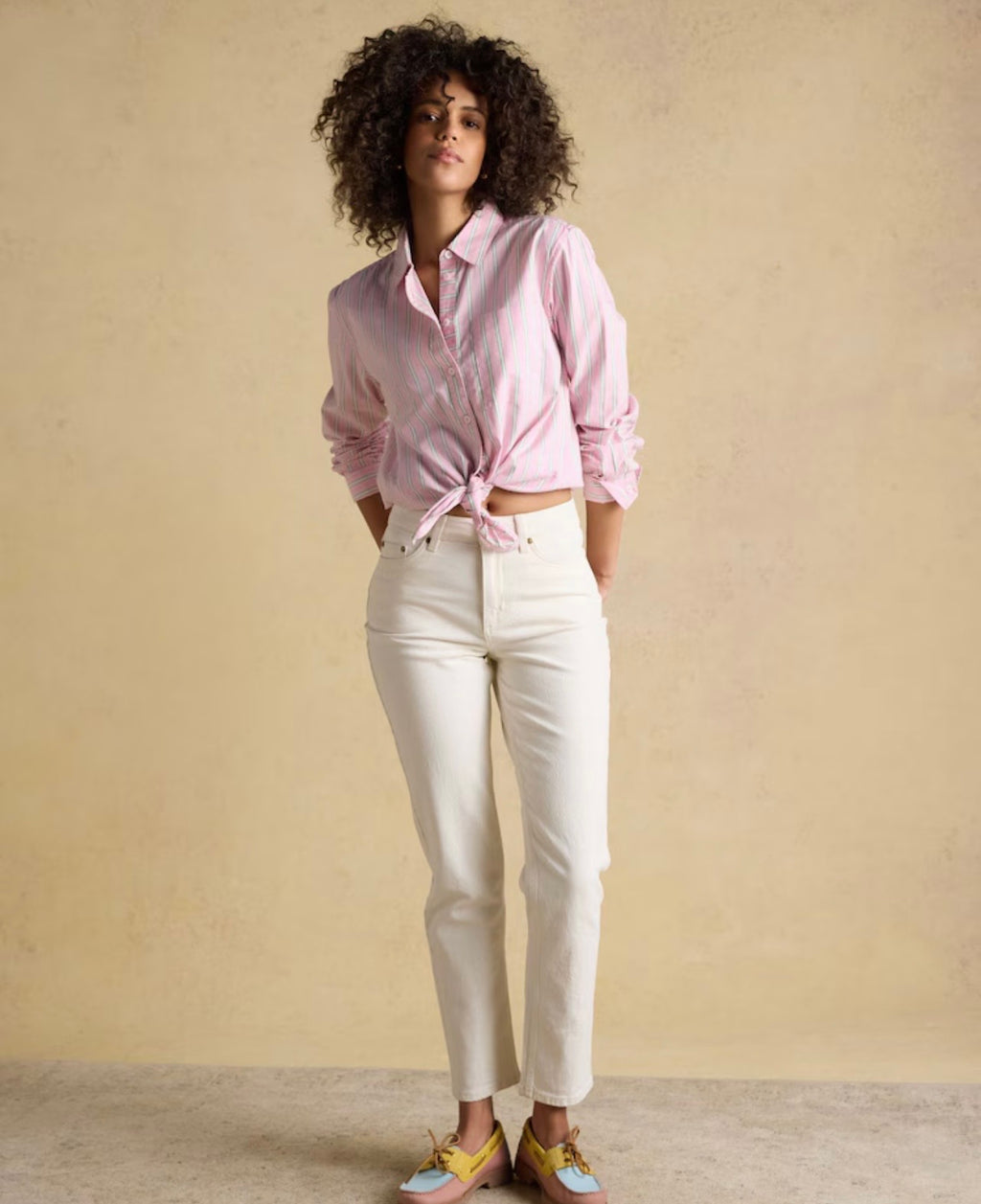 Joules Pink Striped Boyfriend Fit Oxford Shirt