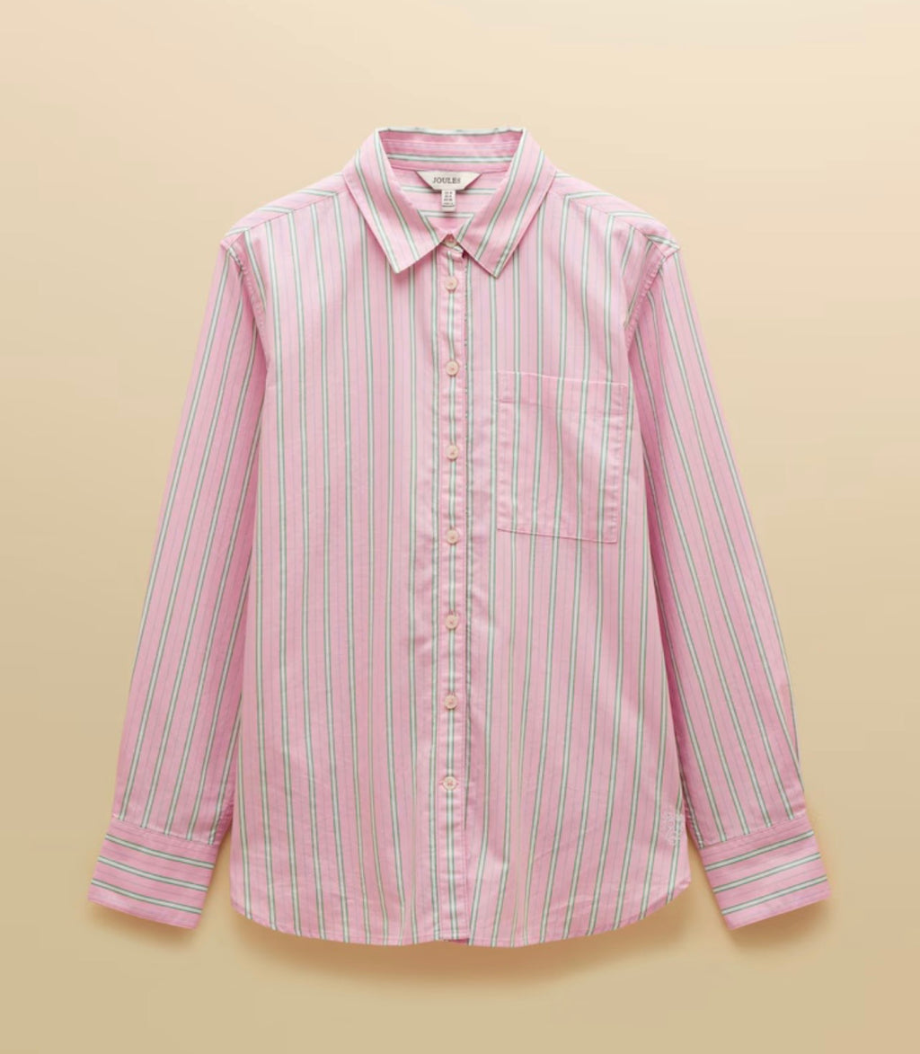 Joules Pink Striped Boyfriend Fit Oxford Shirt