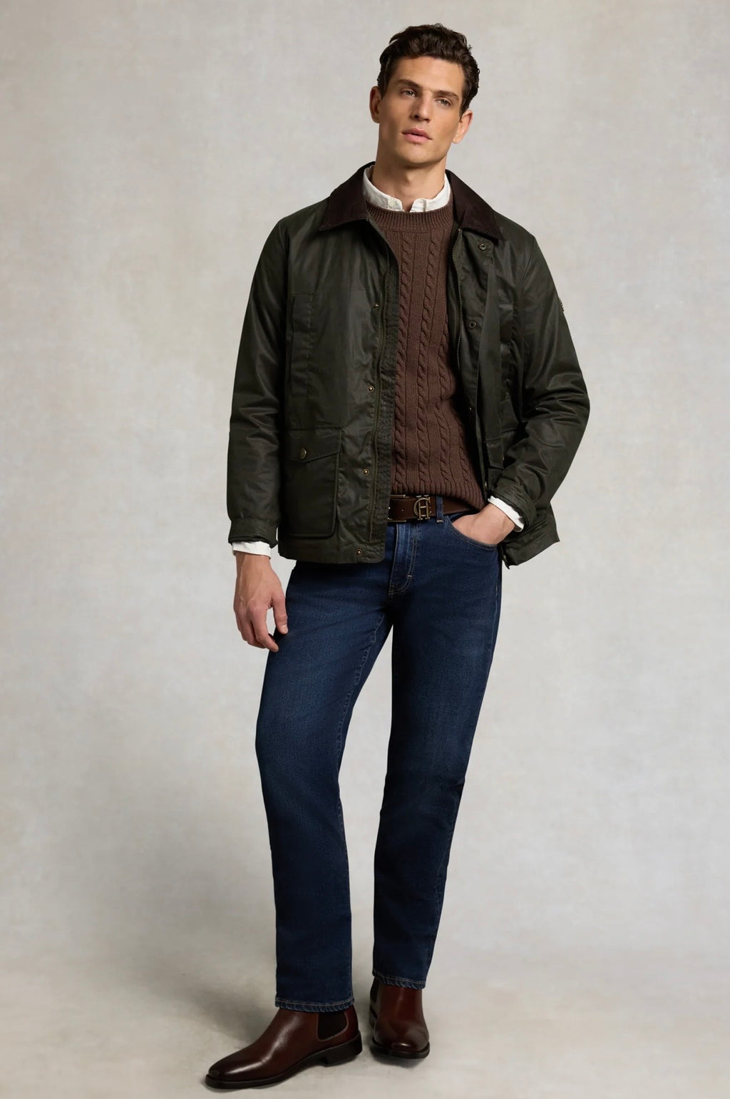 Holland Cooper Men's Classic Wax Jacket Moss Wax