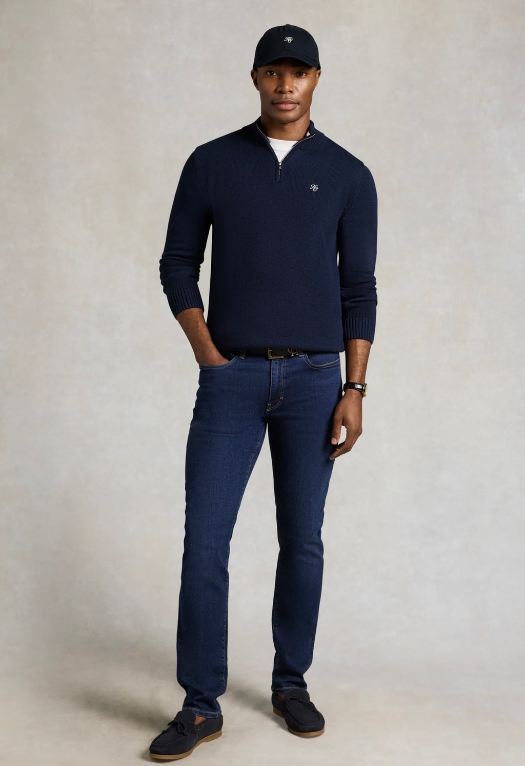 Holland Cooper Men's Quarter Zip Knit Ink Navy