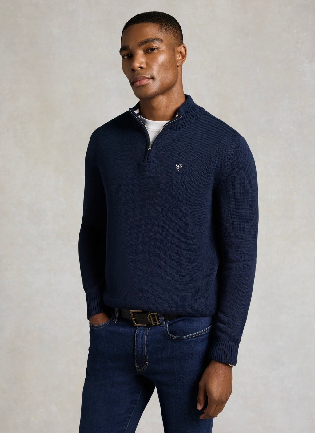 Holland Cooper Men's Quarter Zip Knit Ink Navy