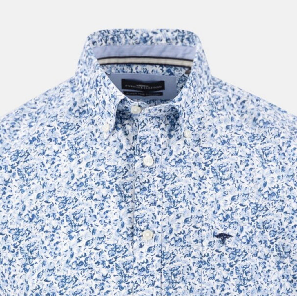 Fynch-Hatton Premium Flower Print Short Sleeved Shirt New Breeze