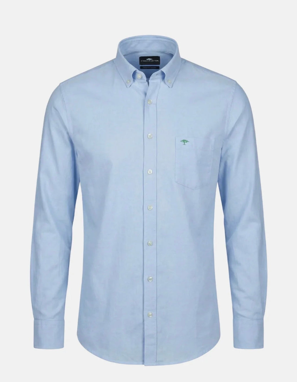 Fynch-Hatton Washed Oxford Solid Button Down Shirt Harbour Blue