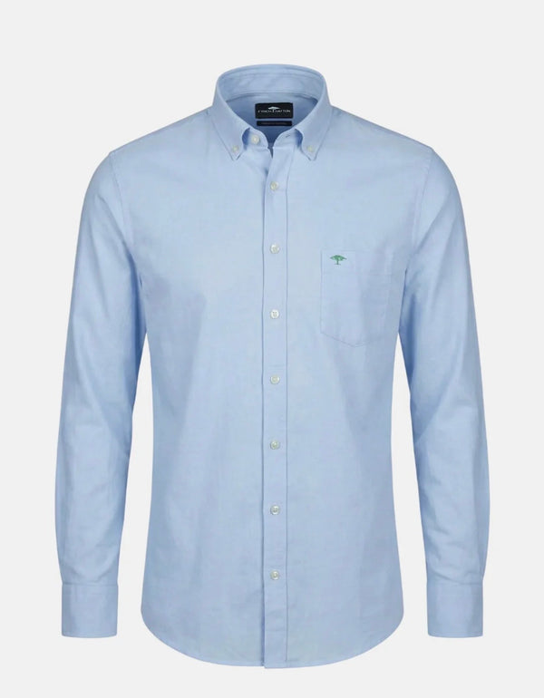 Fynch-Hatton Washed Oxford Solid Button Down Shirt Harbour Blue