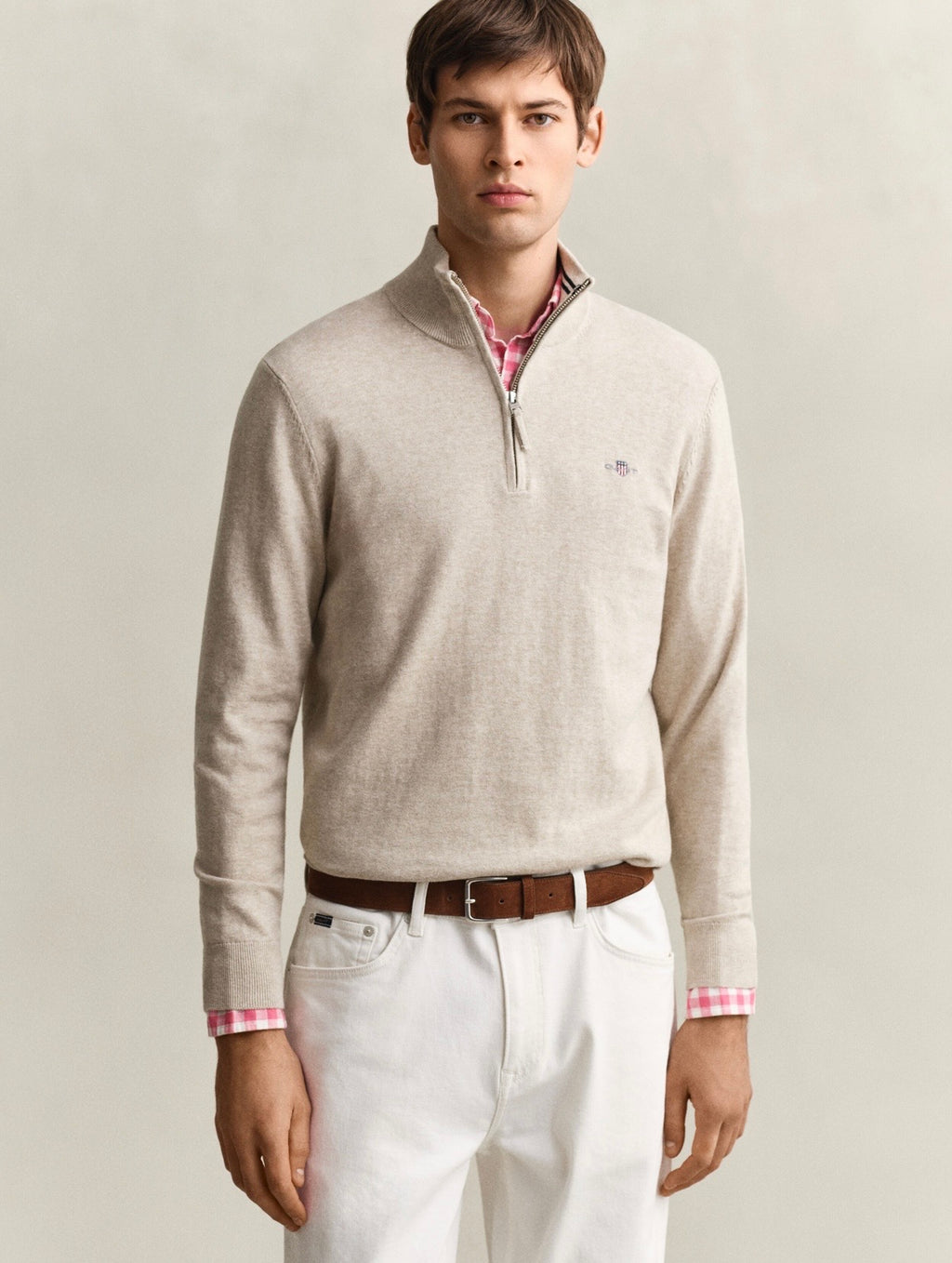 GANT Classic Cotton Half-Zip Sweater oat melange
