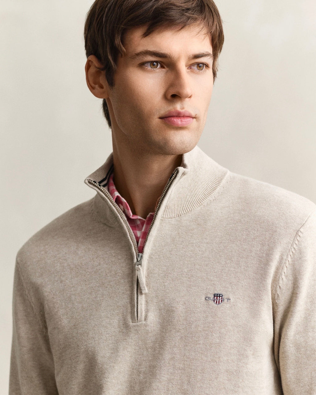 GANT Classic Cotton Half-Zip Sweater oat melange