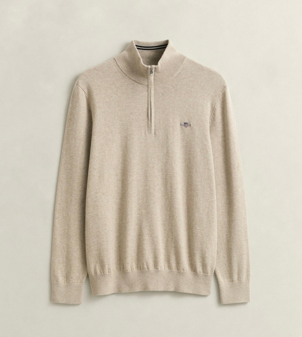 GANT Classic Cotton Half-Zip Sweater oat melange