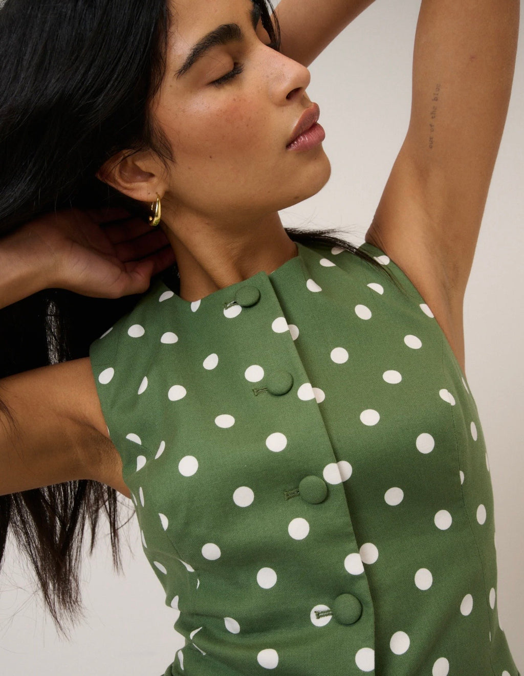 Nobody's Child Green Polka Dot Longline Tailored Waistcoat