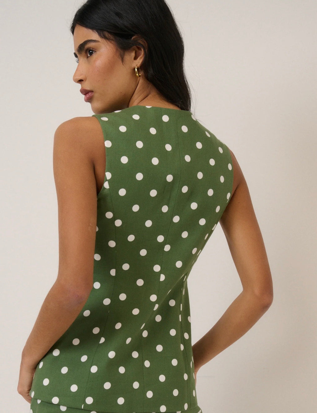 Nobody's Child Green Polka Dot Longline Tailored Waistcoat