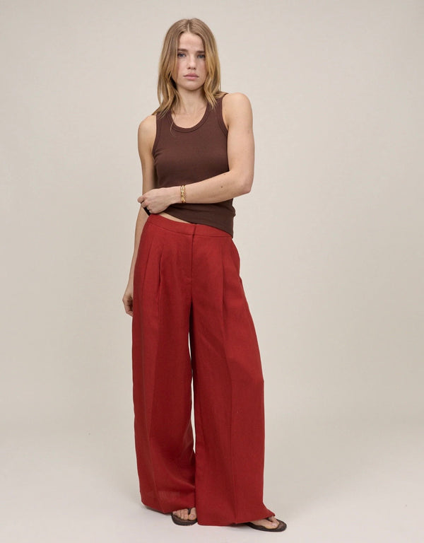 Nobody's Child Rust Relaxed Wide Leg Tailored Trousers