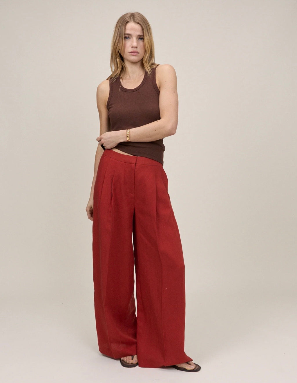 Nobody's Child Rust Relaxed Wide Leg Tailored Trousers