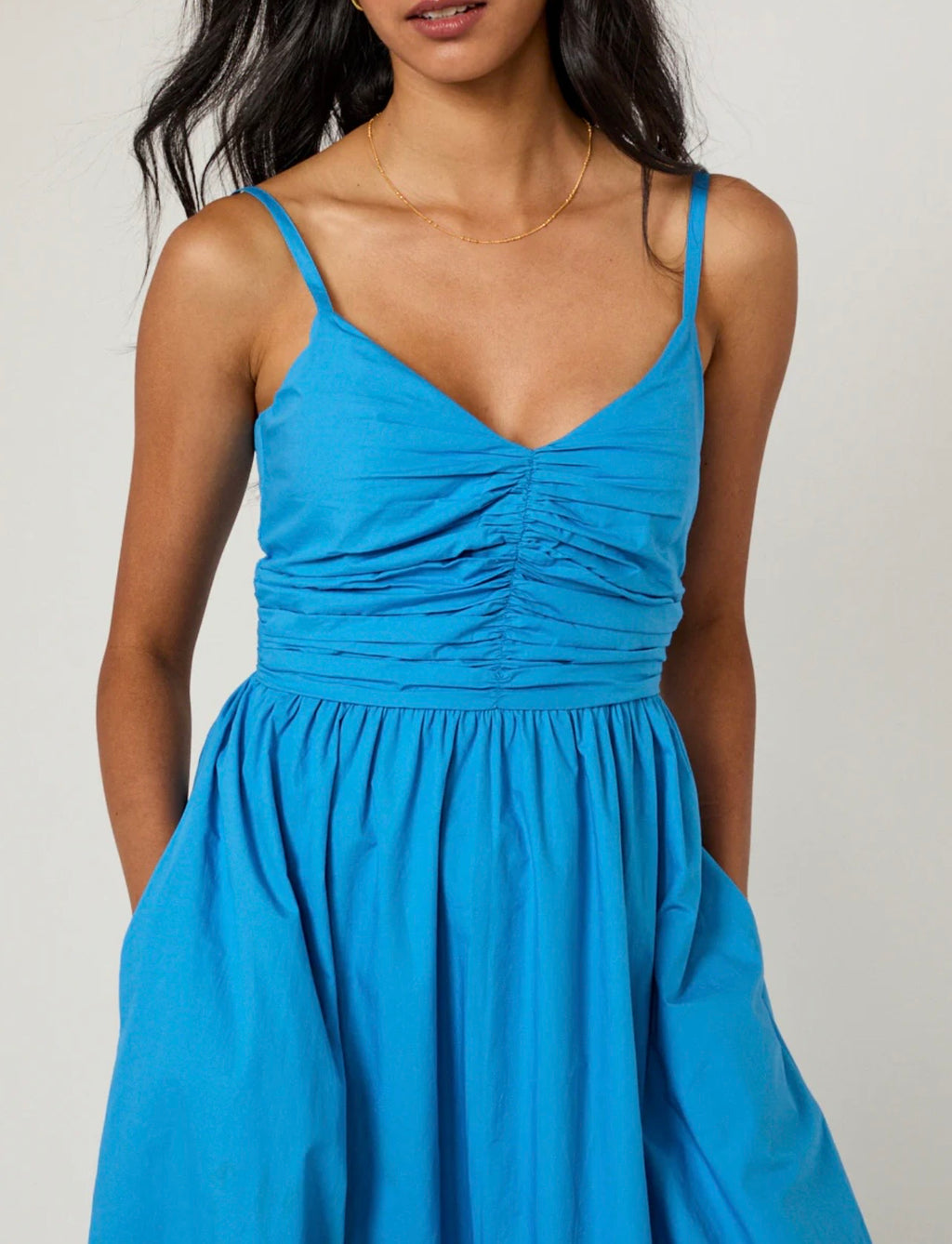 Nobody's Child Blue Ruched Paige Maxi Dress