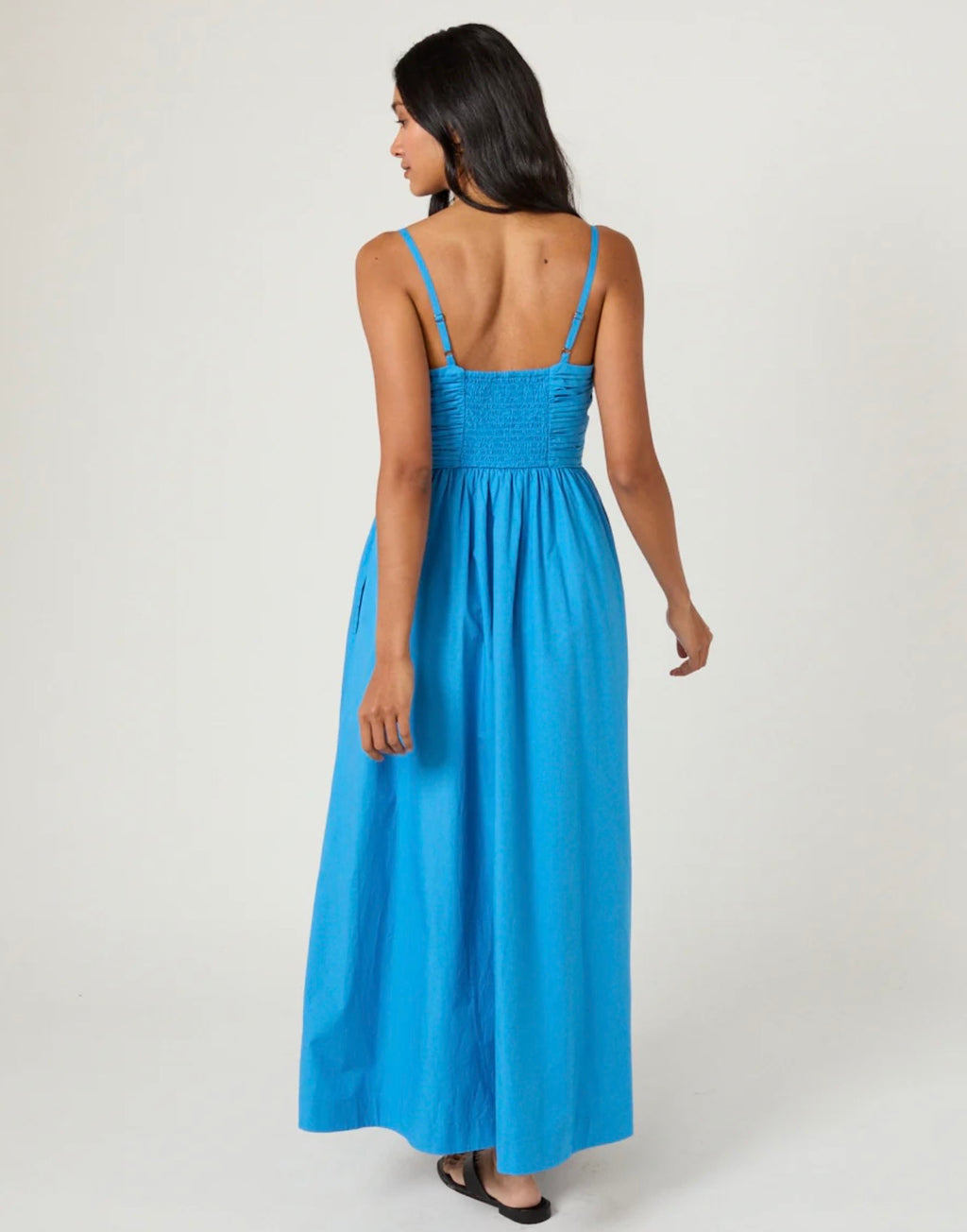 Nobody's Child Blue Ruched Paige Maxi Dress