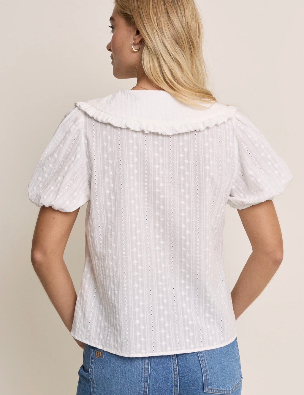 Nobody's Child White Errie Short Sleeve Blouse