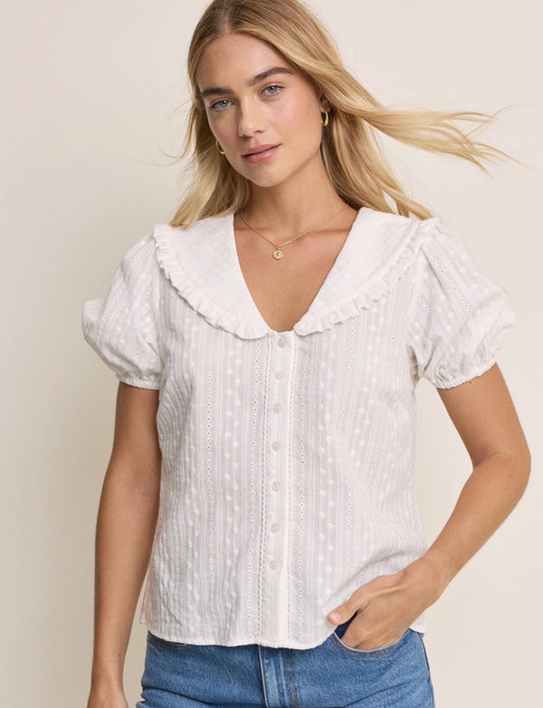 Nobody's Child White Errie Short Sleeve Blouse