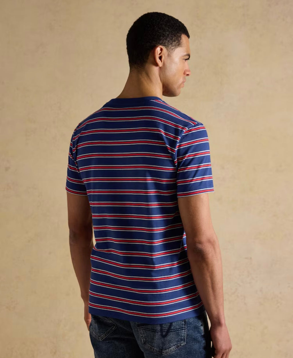 Joules Everyday Navy & Red Stripe Classic Fit Cotton T-Shirt