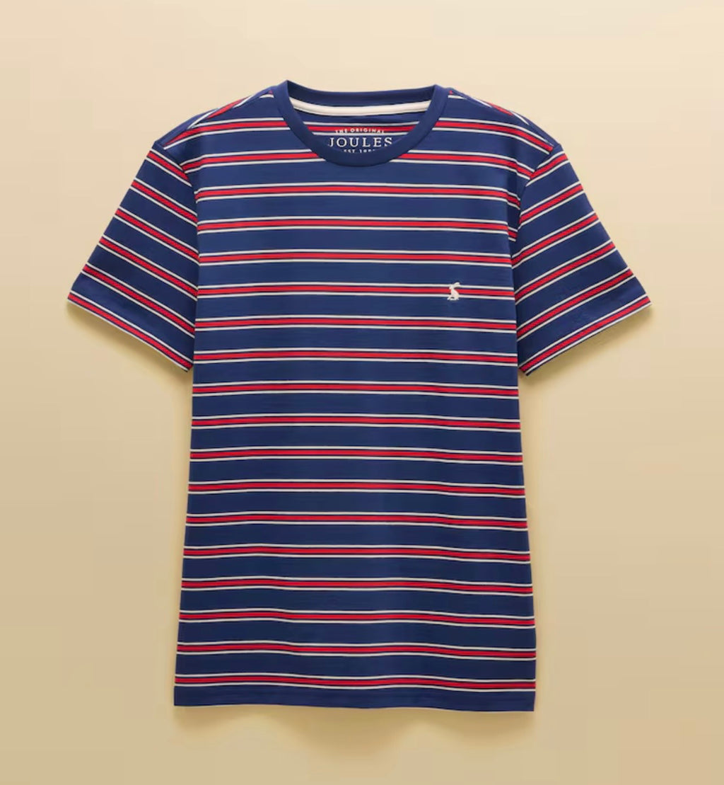 Joules Everyday Navy & Red Stripe Classic Fit Cotton T-Shirt