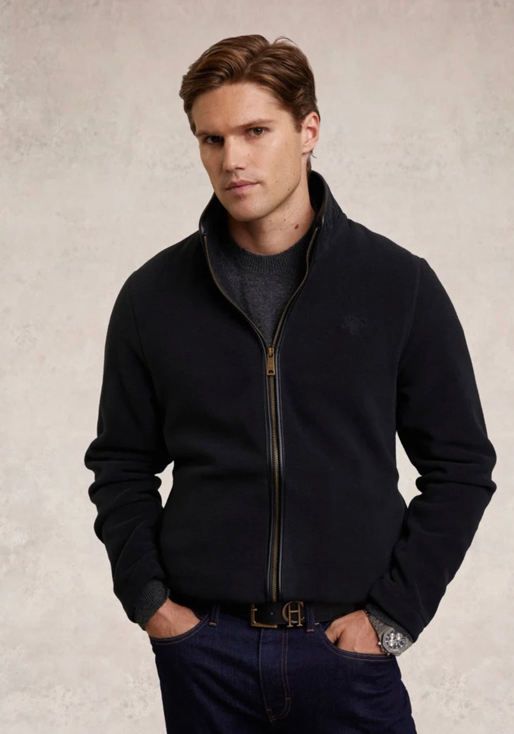 Holland Cooper Men's Country Fleece Jacket Black