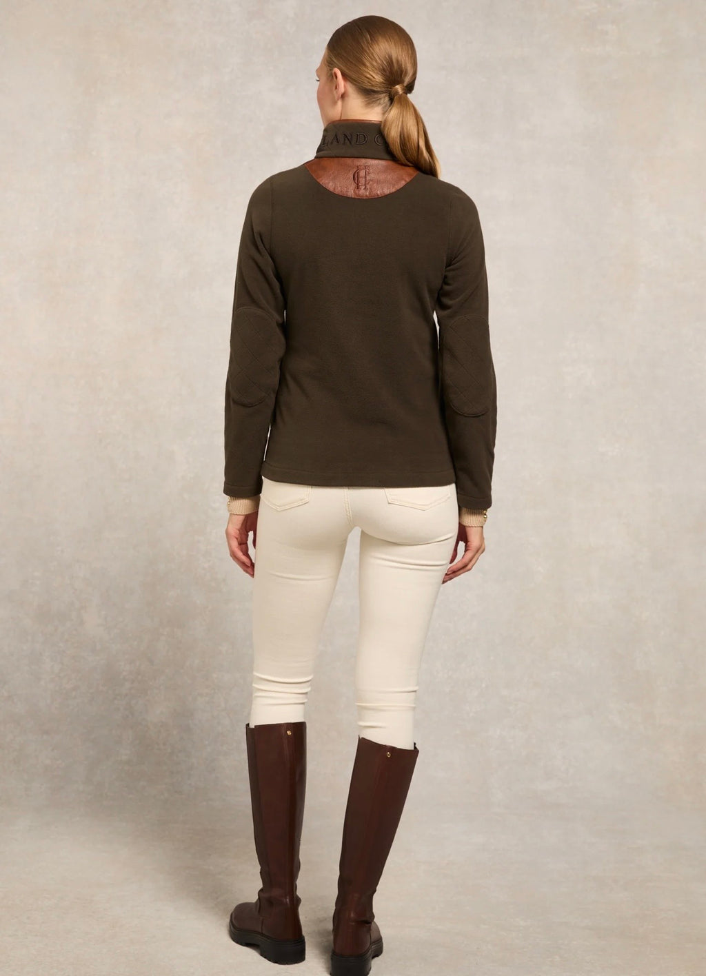 Holland Cooper Country Fleece Quarter Zip Khaki