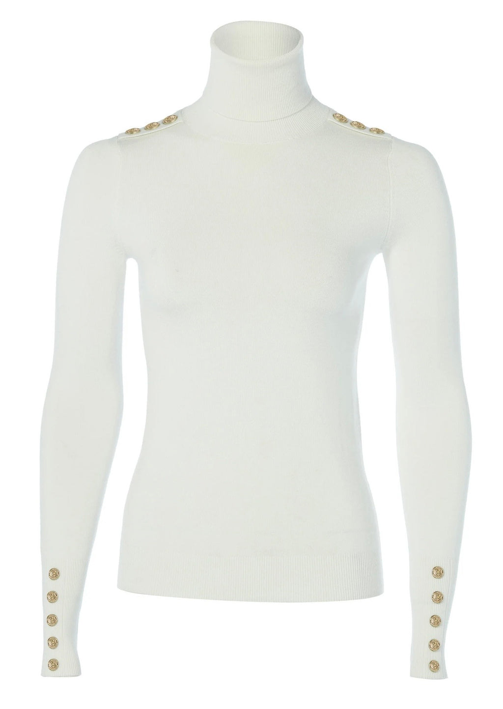 Holland Cooper Buttoned Knit Roll Neck cream