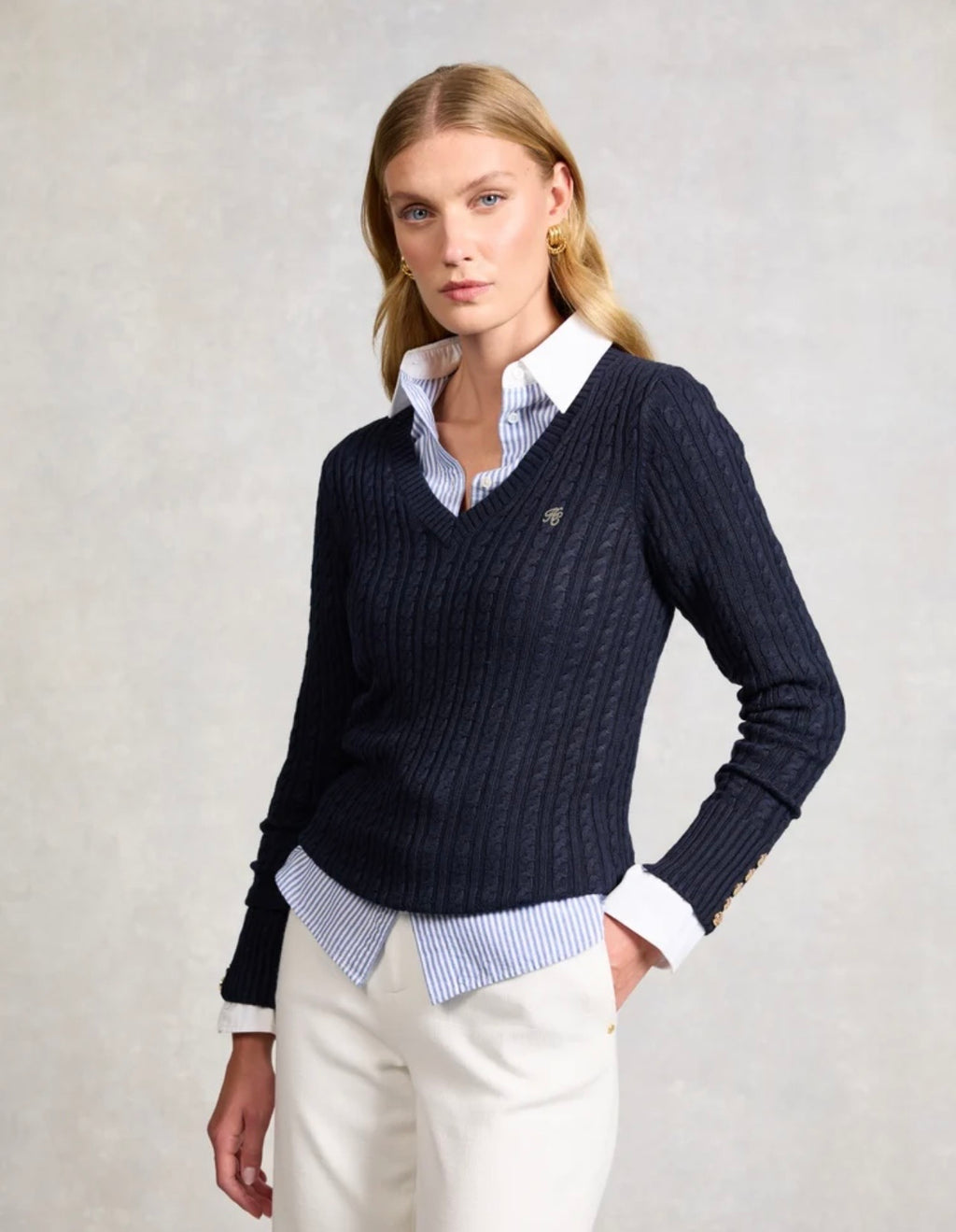 Holland Cooper Seattle V-Neck Knit Ink Navy