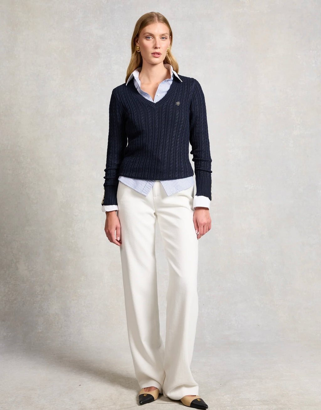 Holland Cooper Seattle V-Neck Knit Ink Navy