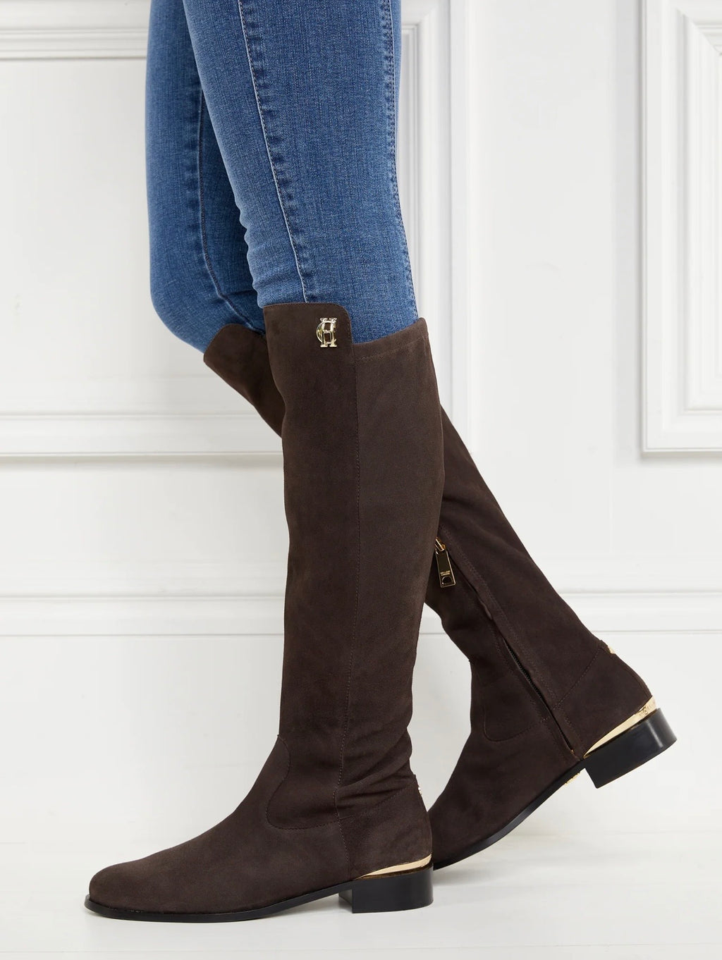 Holland Cooper Albany Knee Boot Chocolate Suede