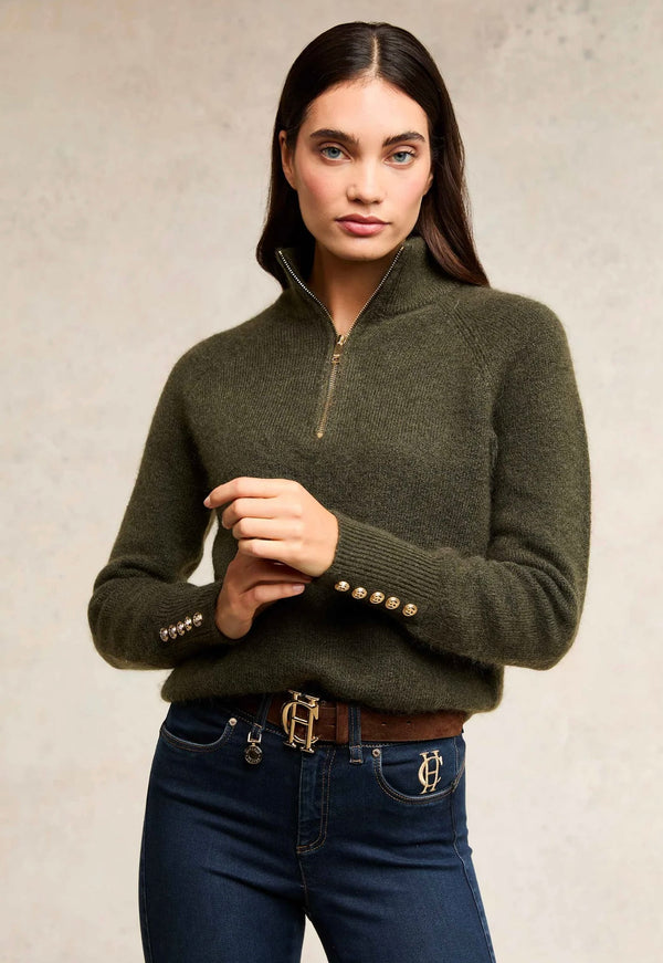 Tori Quarter Zip Knit Forest Green