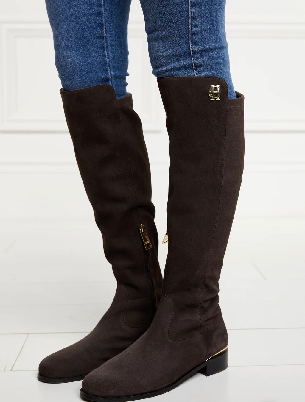 Holland Cooper Albany Knee Boot Chocolate Suede
