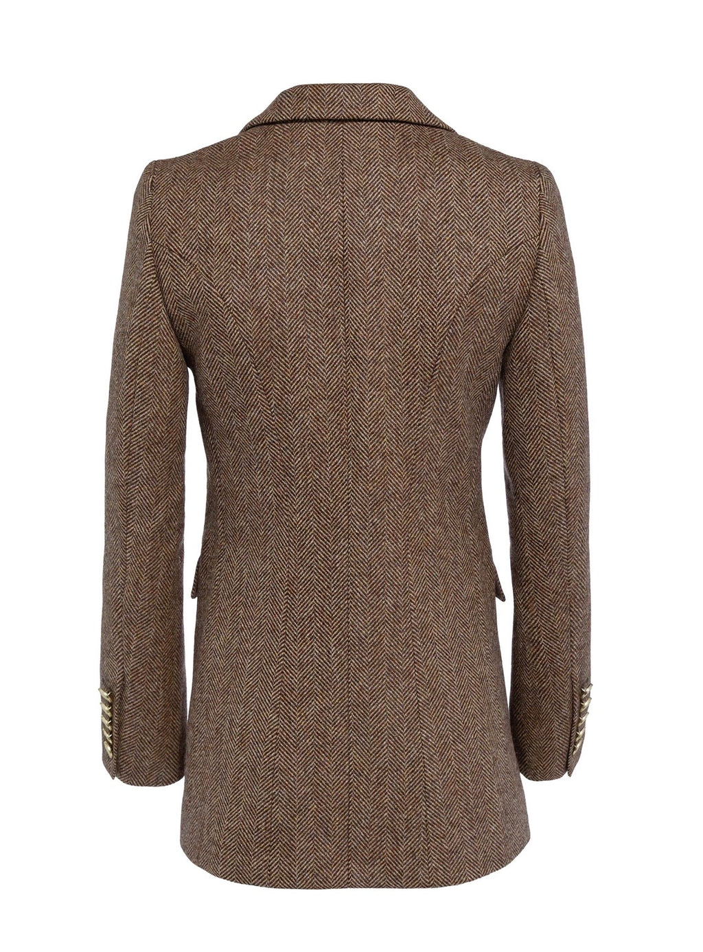 Holland Cooper Double Breasted Blazer Large Scale Brown Herringbone