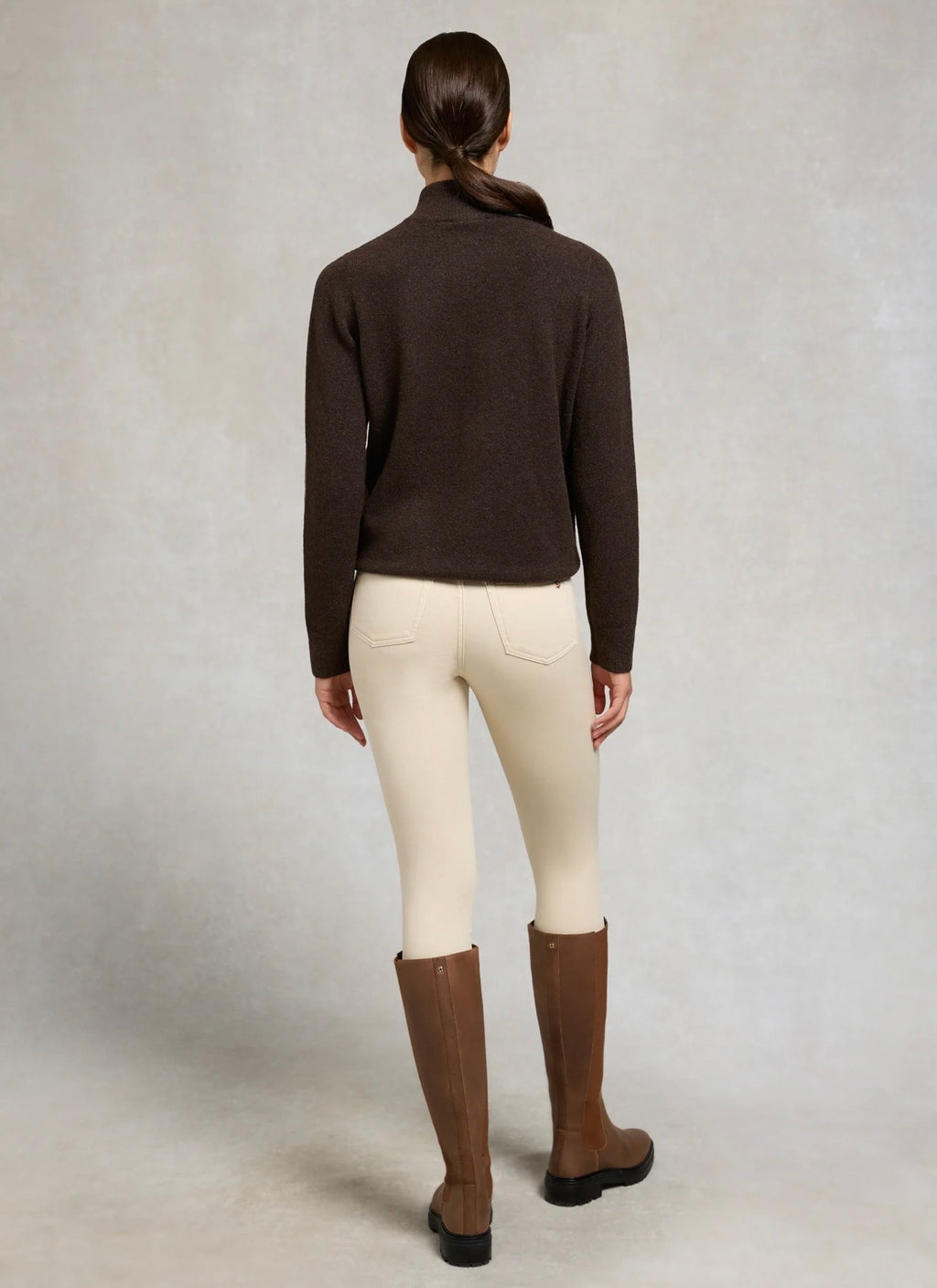 Holland Cooper Country Quarter Zip Knit Chocolate
