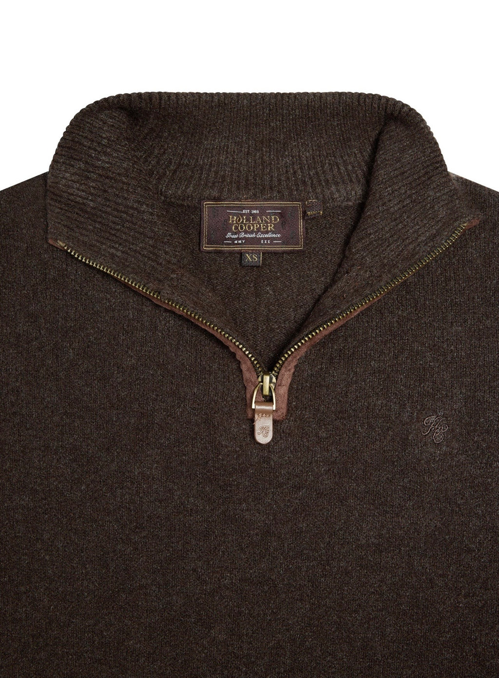 Holland Cooper Country Quarter Zip Knit Chocolate