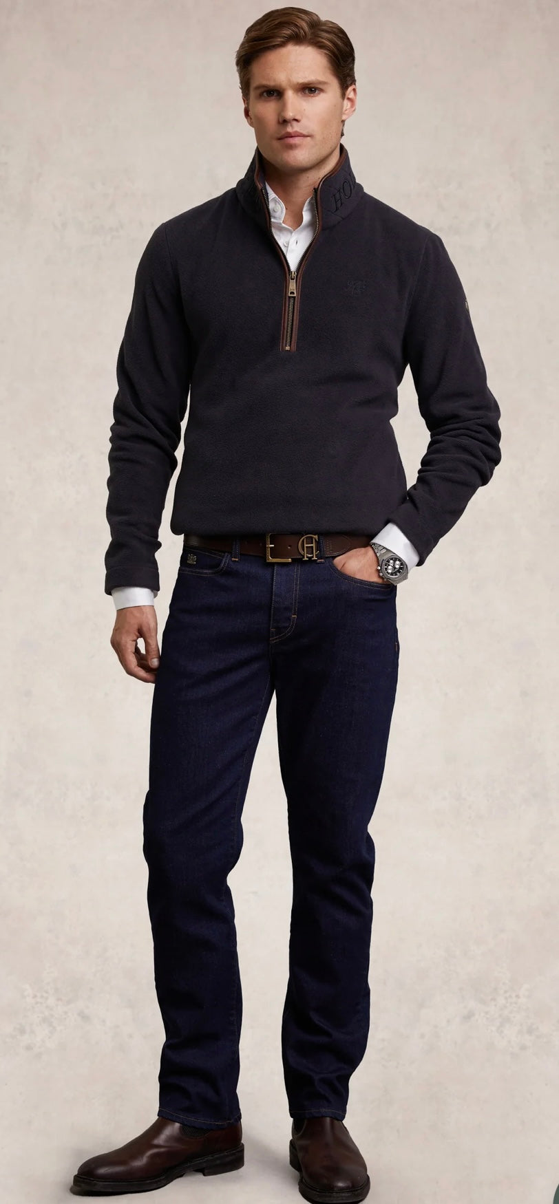 Men's Country Fleece Quarter Zip Ink Navy