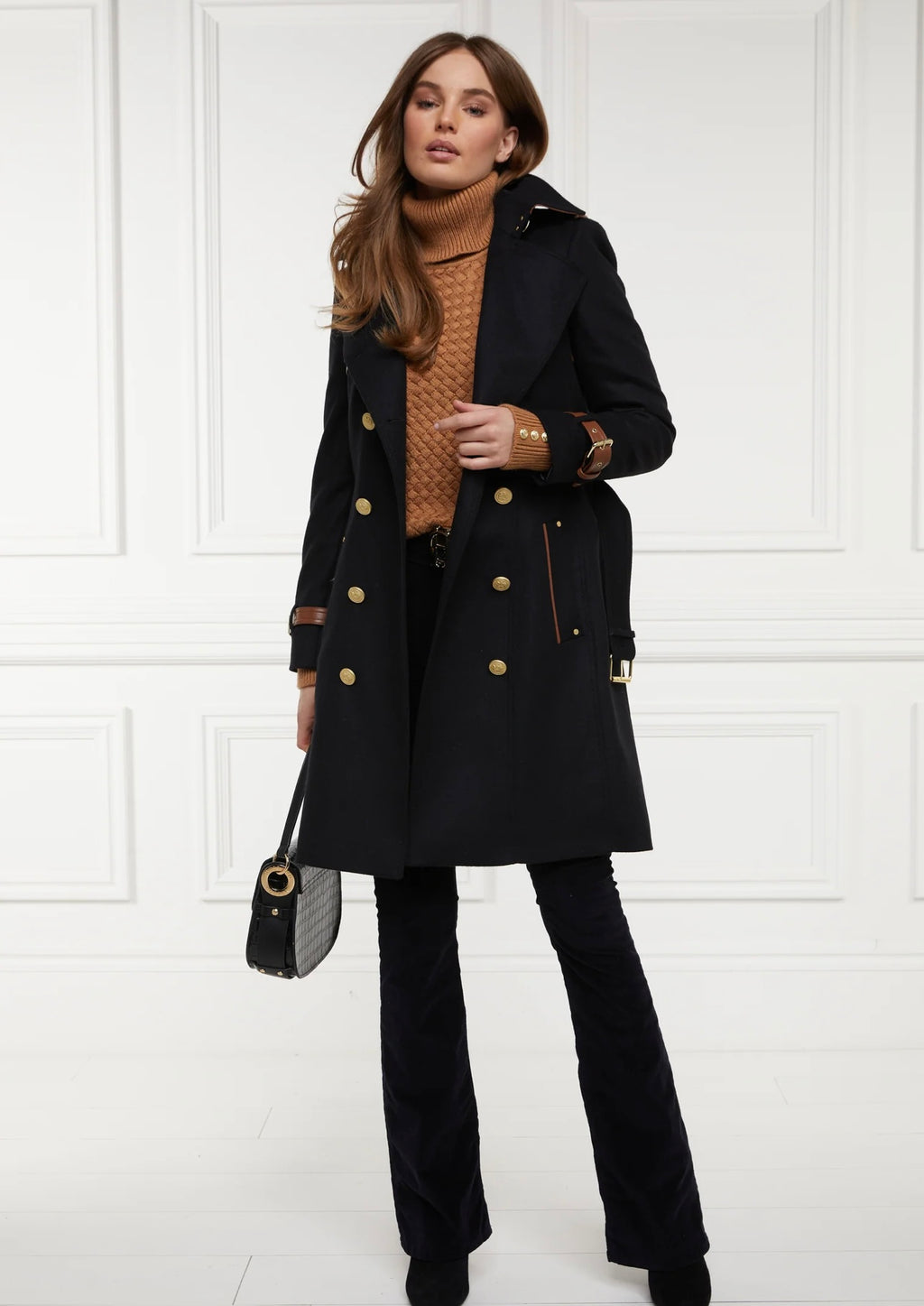 Marlborough Trench Coat Soft Black Tan