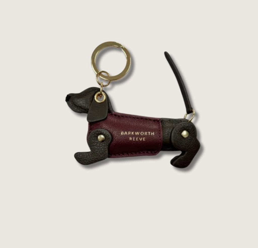 Barkworth Reeve Bertie Sausage Dog Keyring in Chocolate & Deep Pink