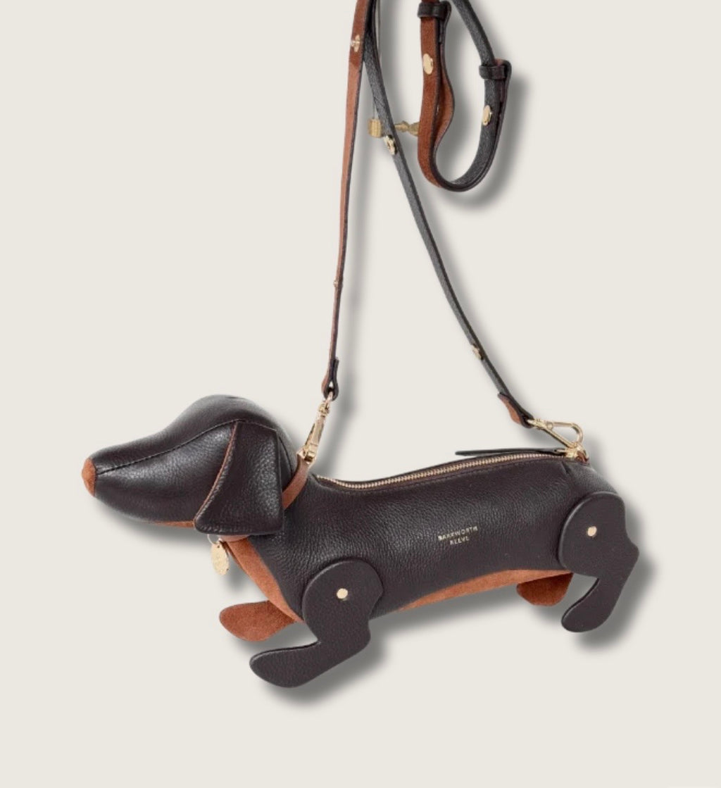 Barkworth Reeve Hugo Sausage Dog Bag in Chocolate Grain