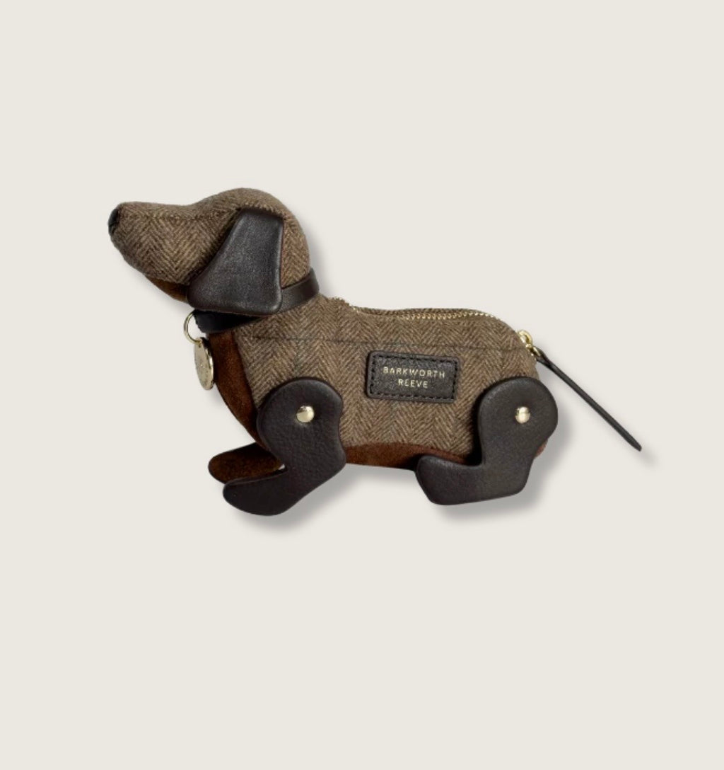 Barkworth Reeve Doogle the Puppy Purse, in Tweed & Tan Suede