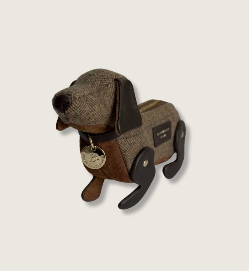 Barkworth Reeve Doogle the Puppy Purse, in Tweed & Tan Suede
