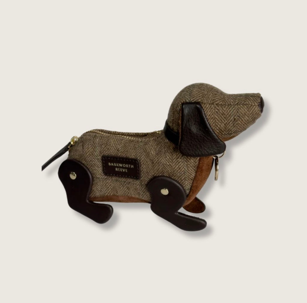 Barkworth Reeve Doogle the Puppy Purse, in Tweed & Tan Suede
