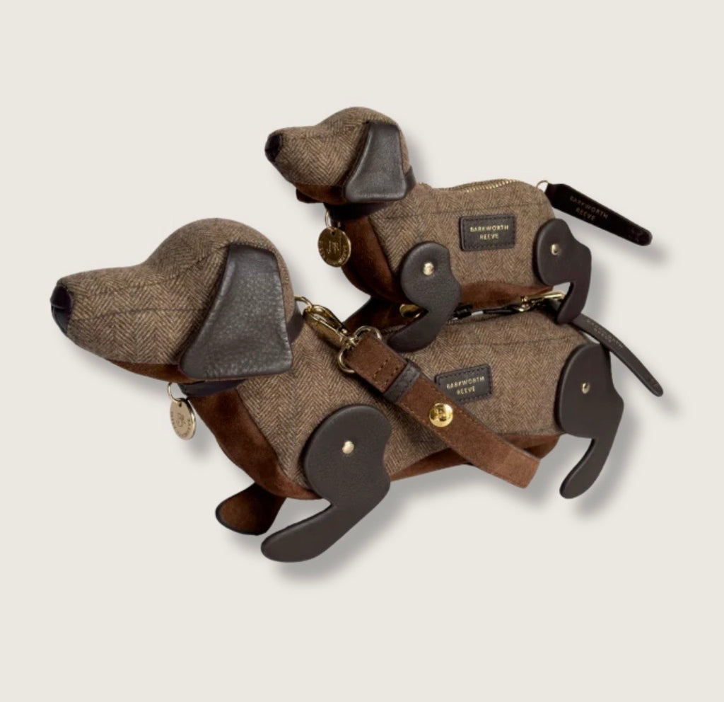 Barkworth Reeve Doogle the Puppy Purse, in Tweed & Tan Suede