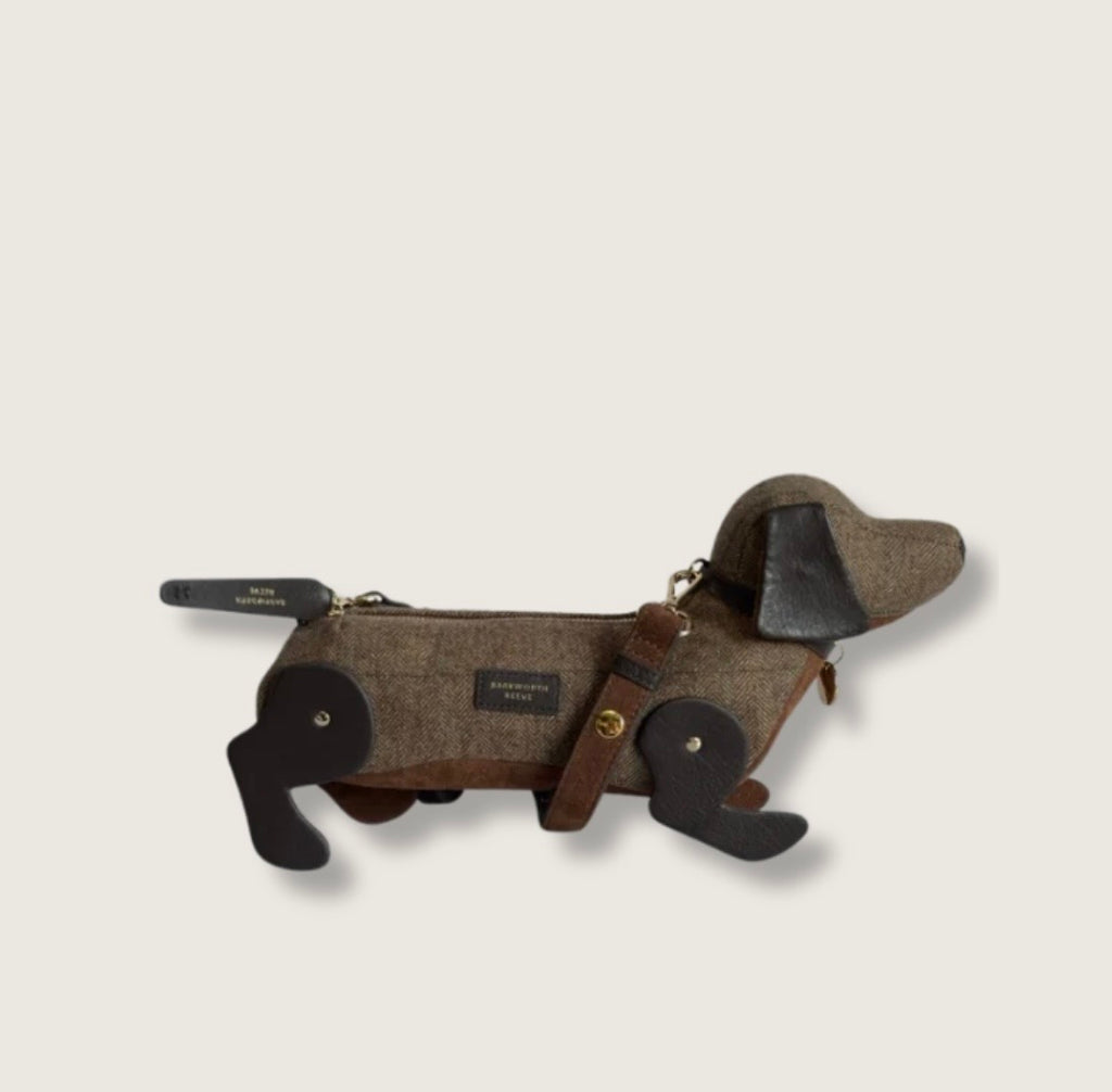 Barkworth Reeve Hugo Sausage Dog Bag in Herringbone Tweed