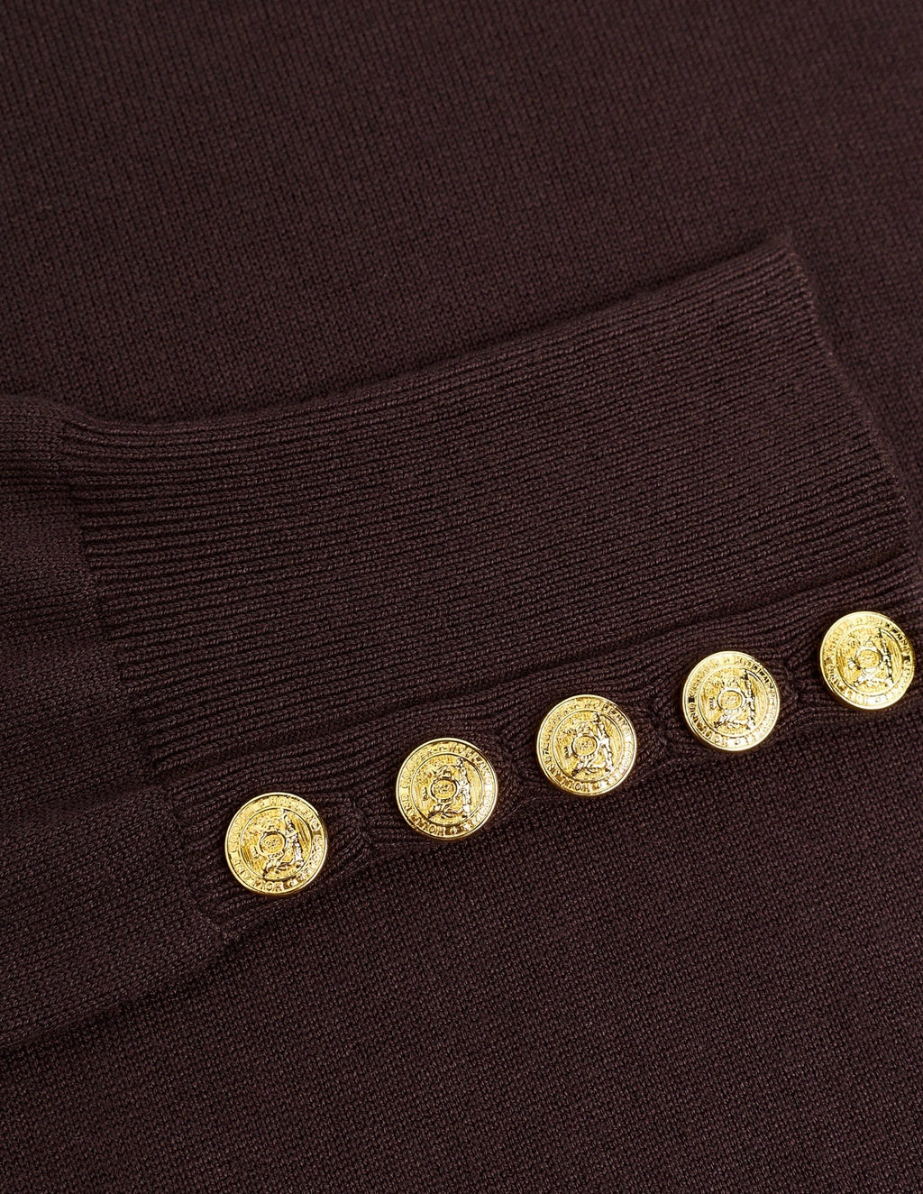 Holland Cooper Buttoned Knit Roll Neck Chocolate