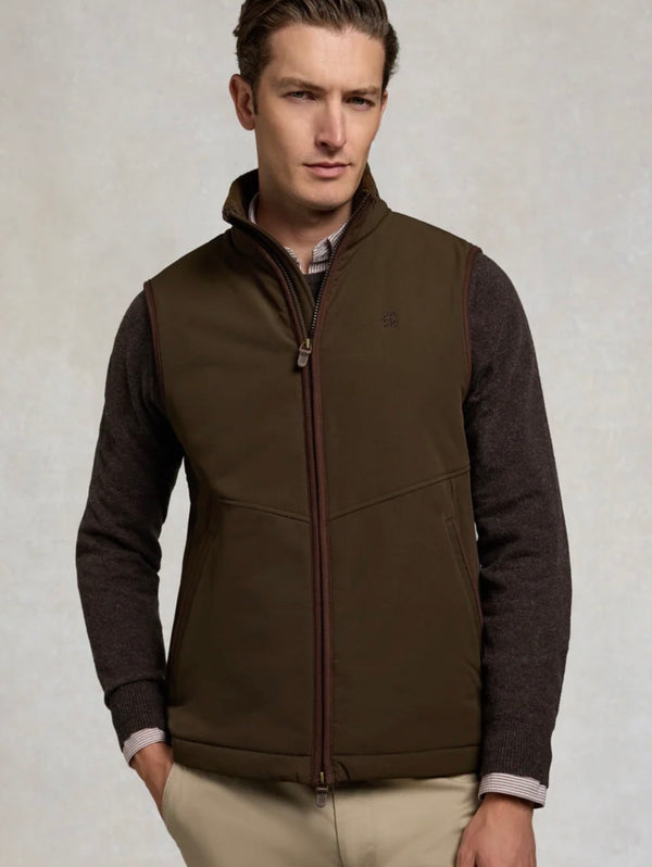Holland Cooper Men's Classic Softshell Gilet Olive Brown