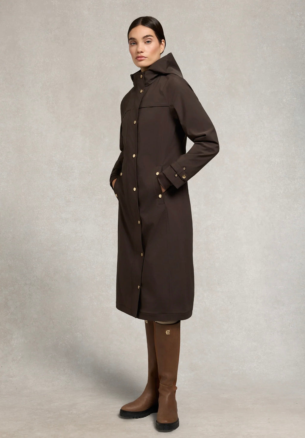 Holland Cooper Folgate Rain Coat Chocolate