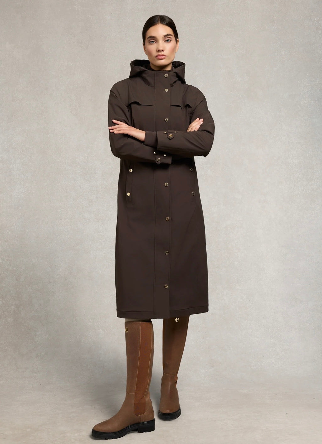Holland Cooper Folgate Rain Coat Chocolate