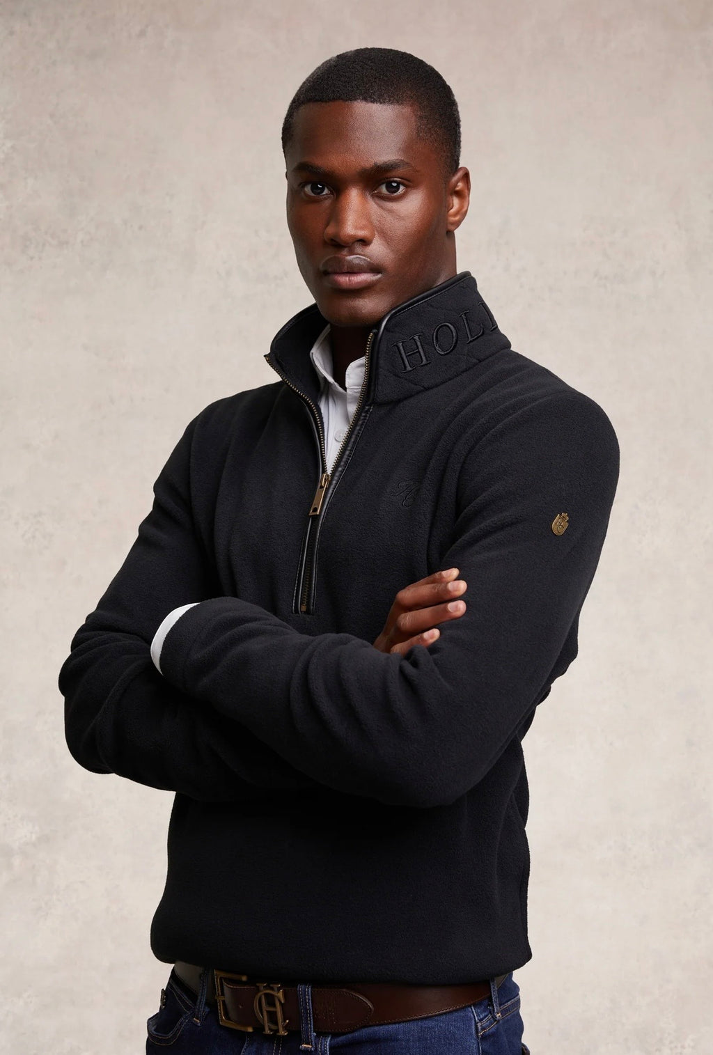 Holland Cooper Men's Country Fleece Quarter Zip Black