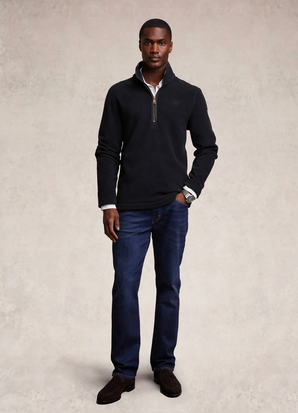 Holland Cooper Men's Country Fleece Quarter Zip Black