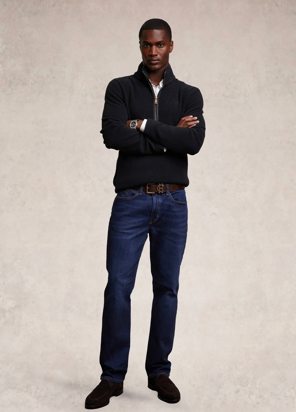 Holland Cooper Men's Country Fleece Quarter Zip Black