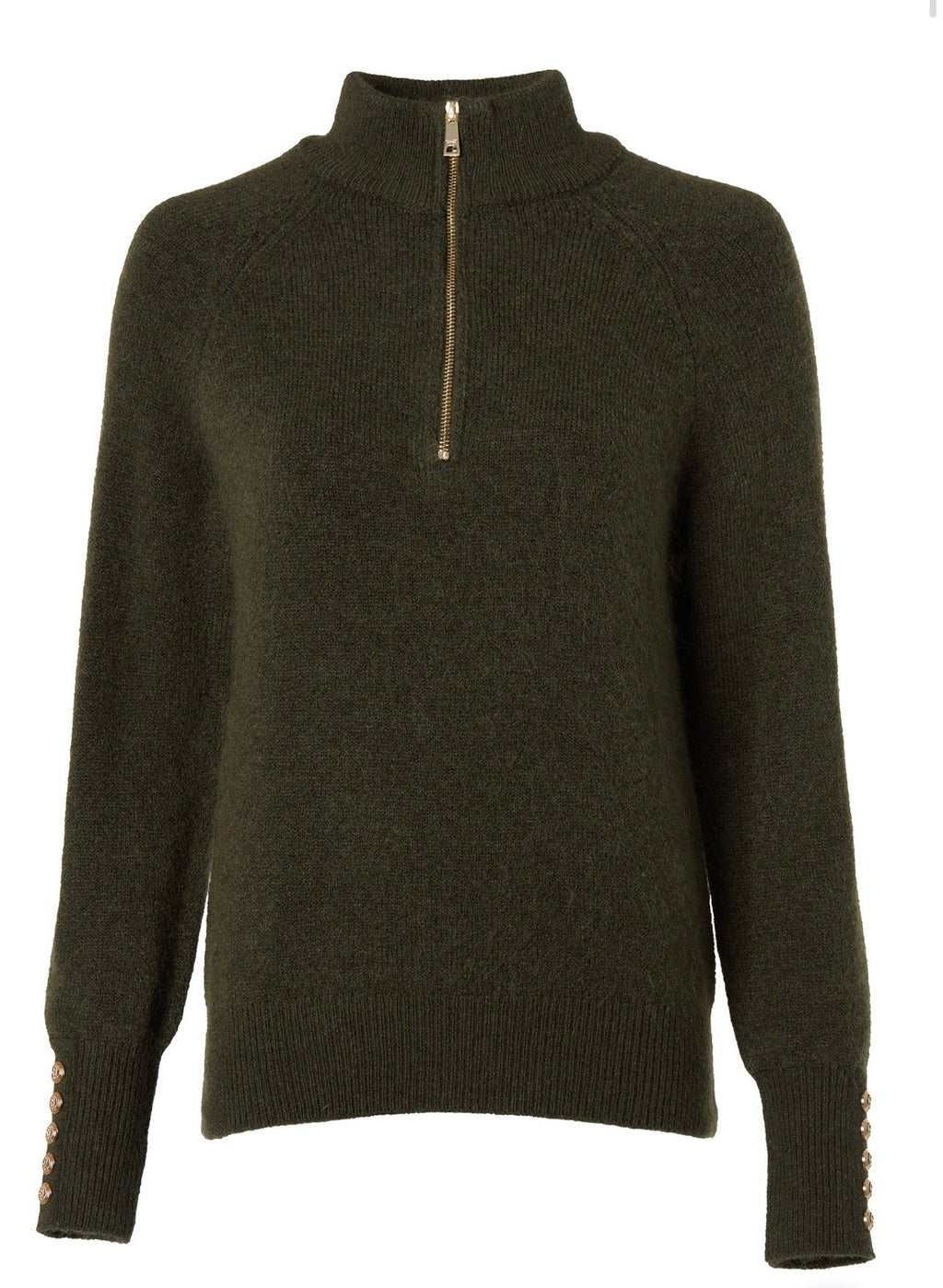 Holland Cooper Tori Quarter Zip Knit Forest Green
