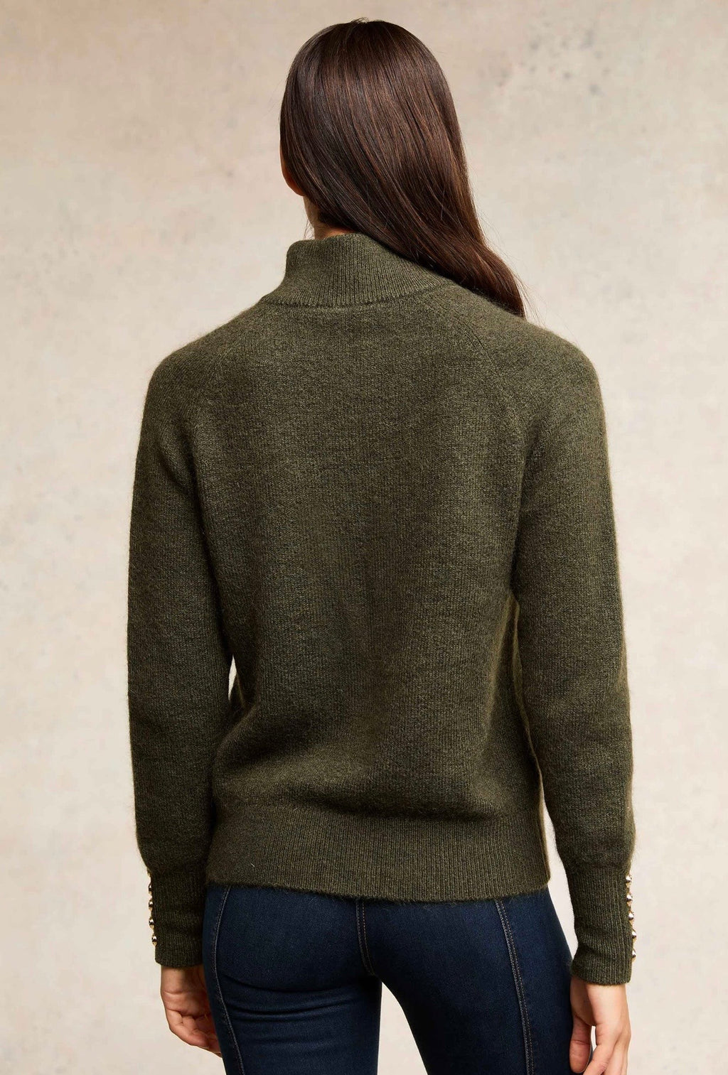 Holland Cooper Tori Quarter Zip Knit Forest Green